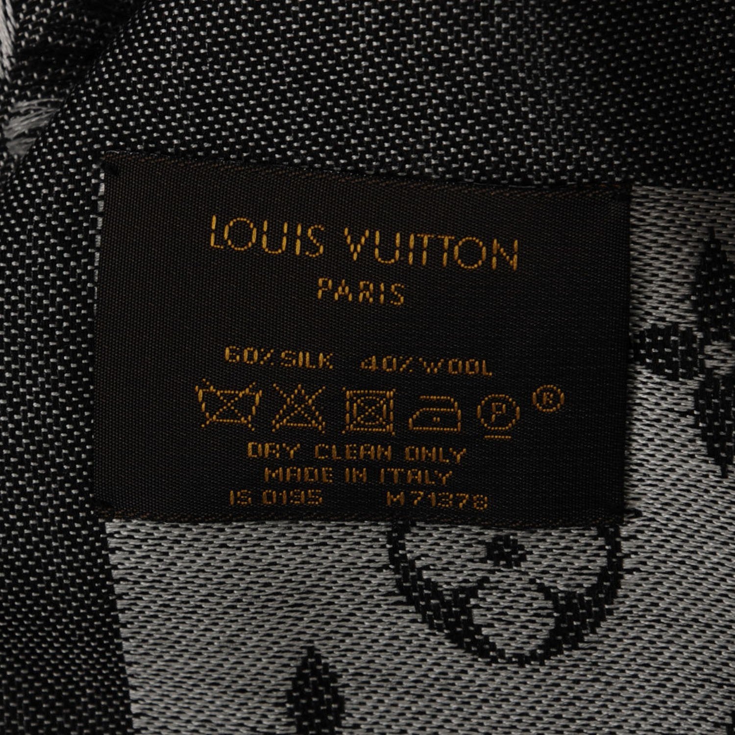 Louis Vuitton Wool Silk Monogram Denim Shawl Black 5 of 5
