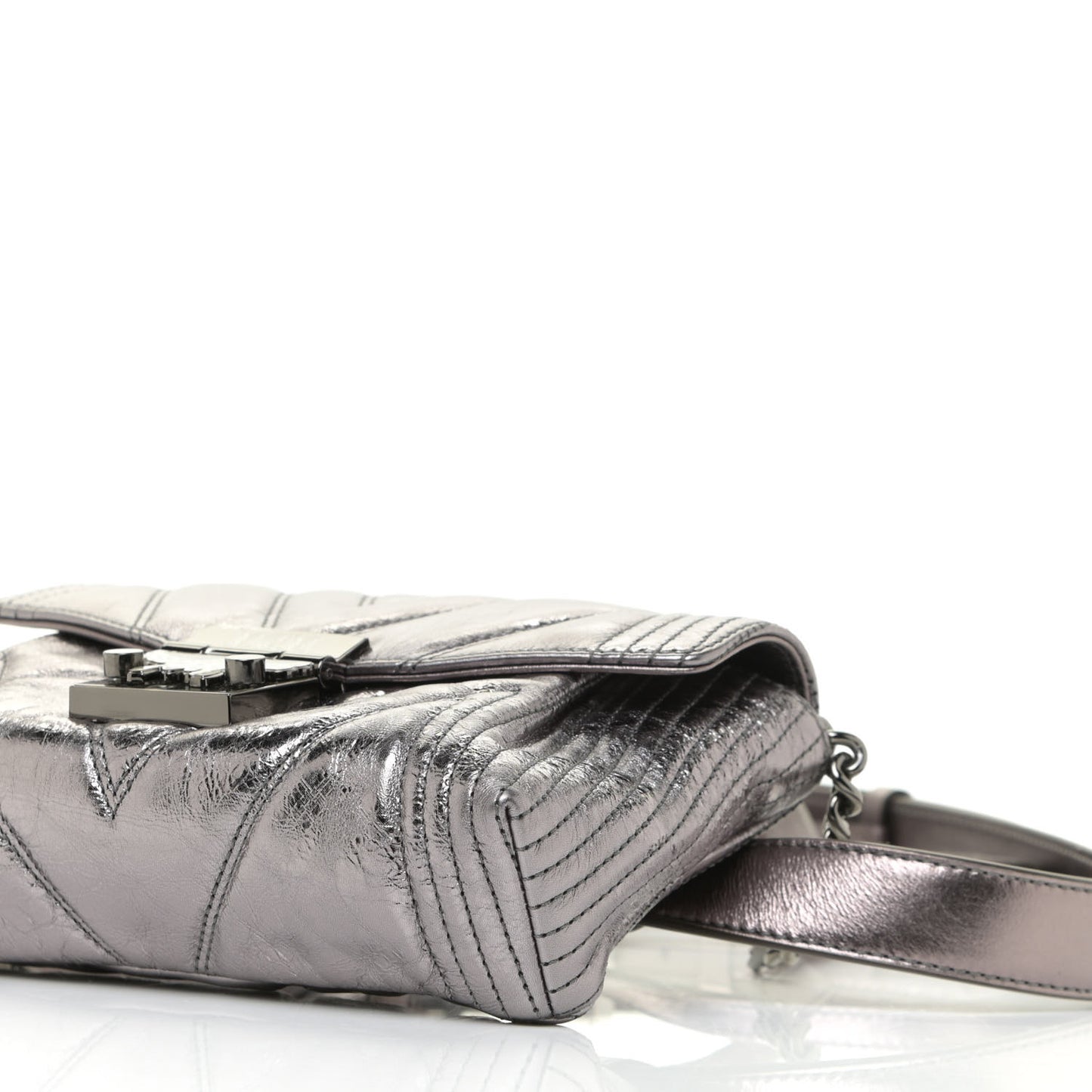 Metallic Calfskin Small Patricia Belt Bag Berlin Silver