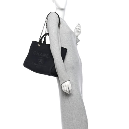 Chanel Mixed Fibers Small Deauville Tote Black 2 of 14