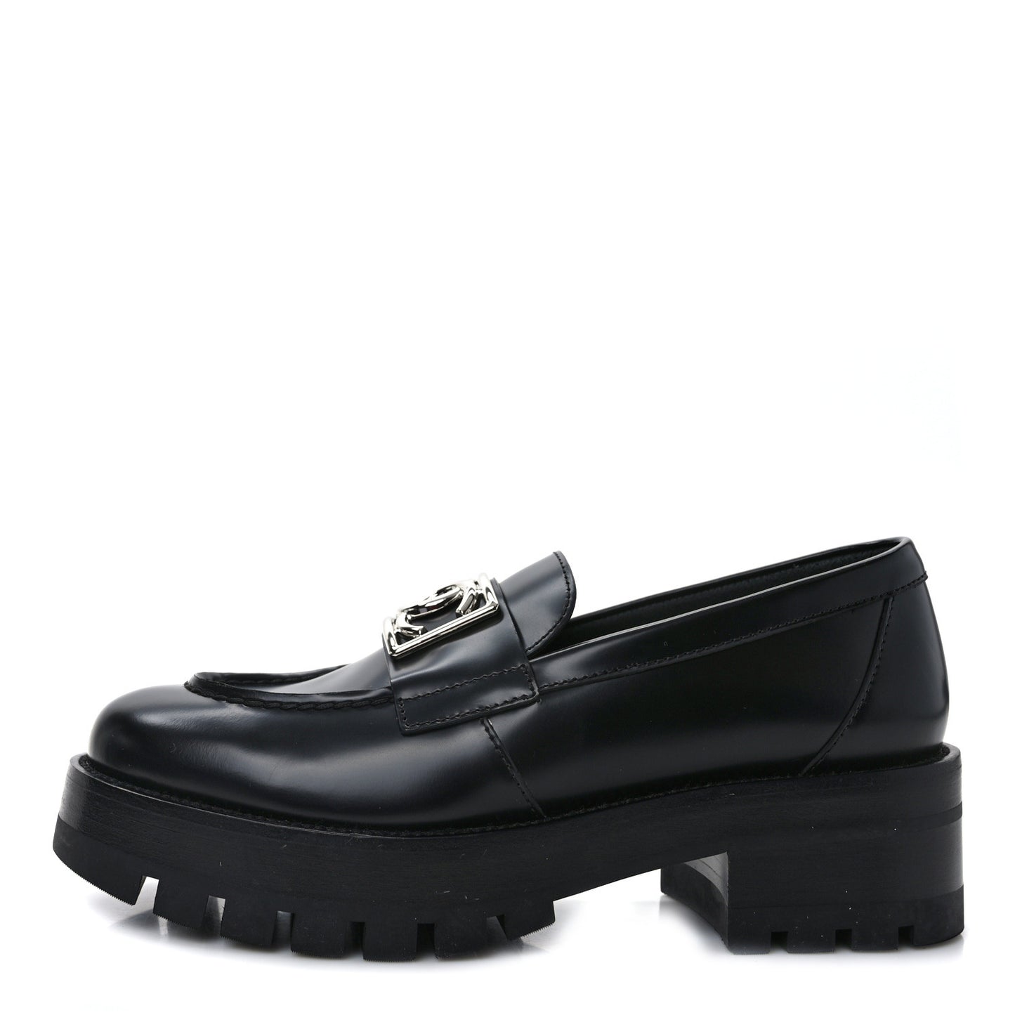 Calfskin Metal CC Loafers 36 Black