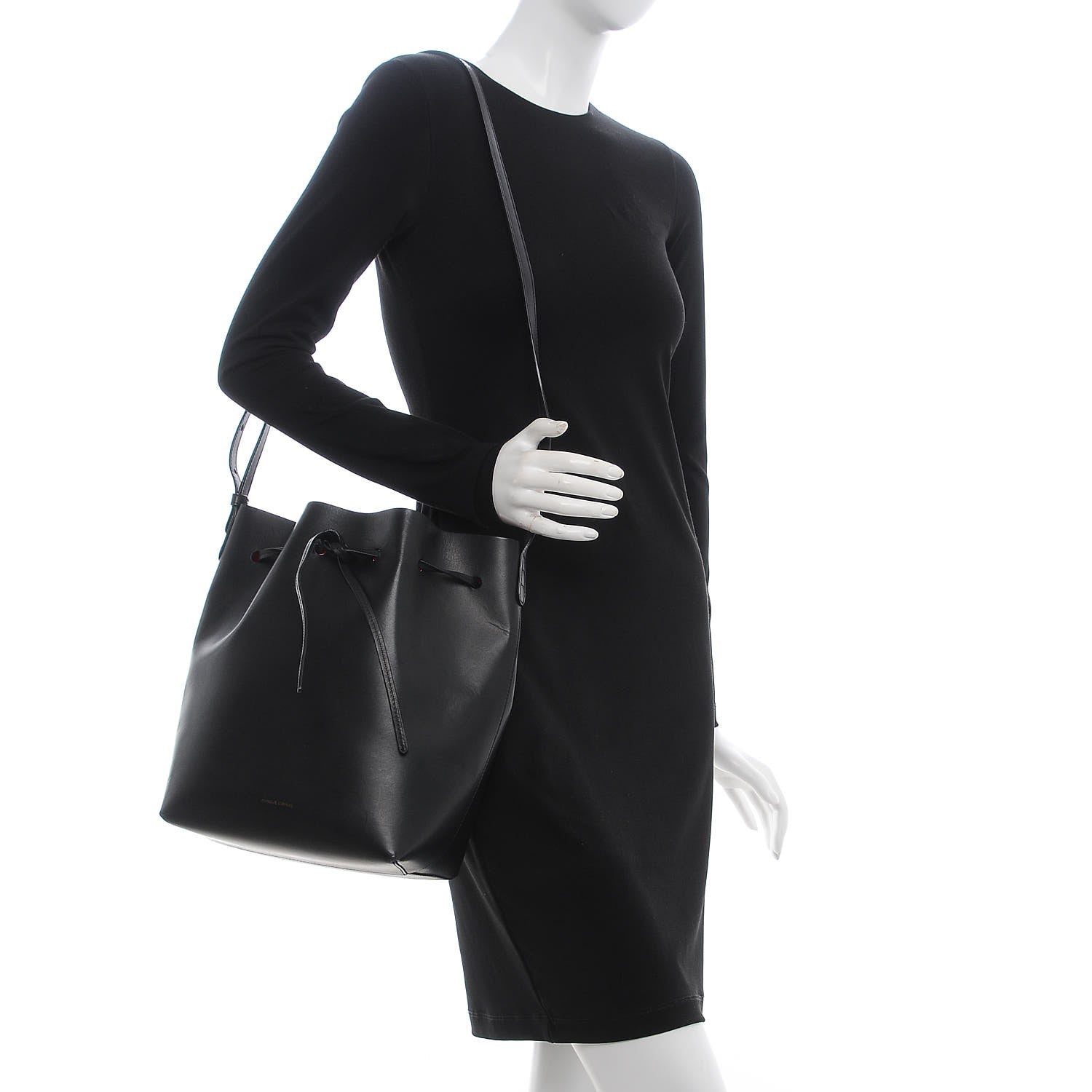 Mansur Gavriel Vegetable Tanned Calfskin Bucket Bag Black Flamma 2 of 6