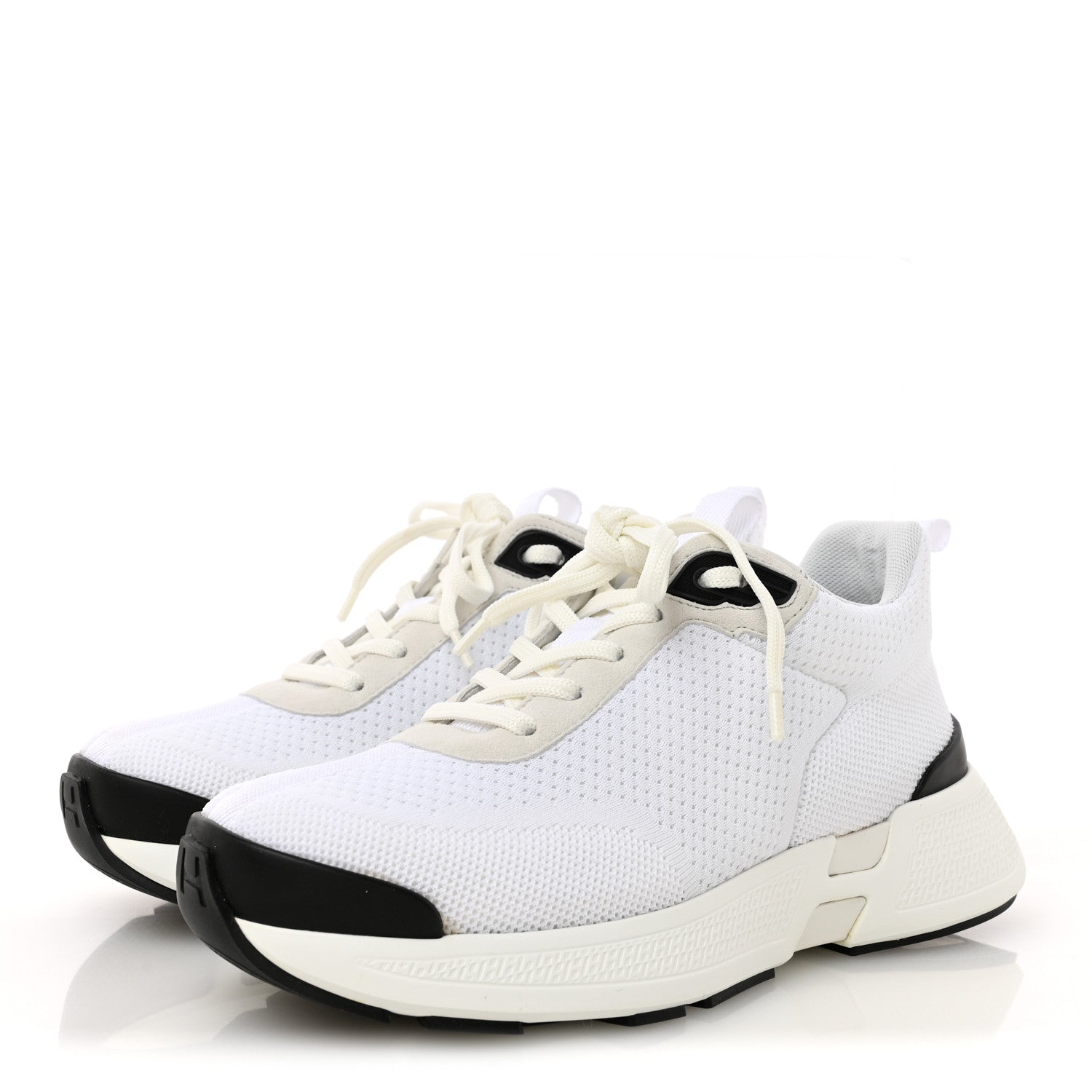 Hermes Technical Knit Suede Heros Sneakers 36 White 4 of 11