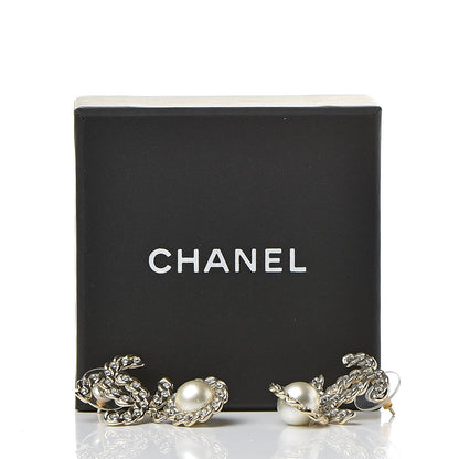 Chanel Crystal Pearl Pearls Coronation CC Drop Earrings Gold 5 of 5