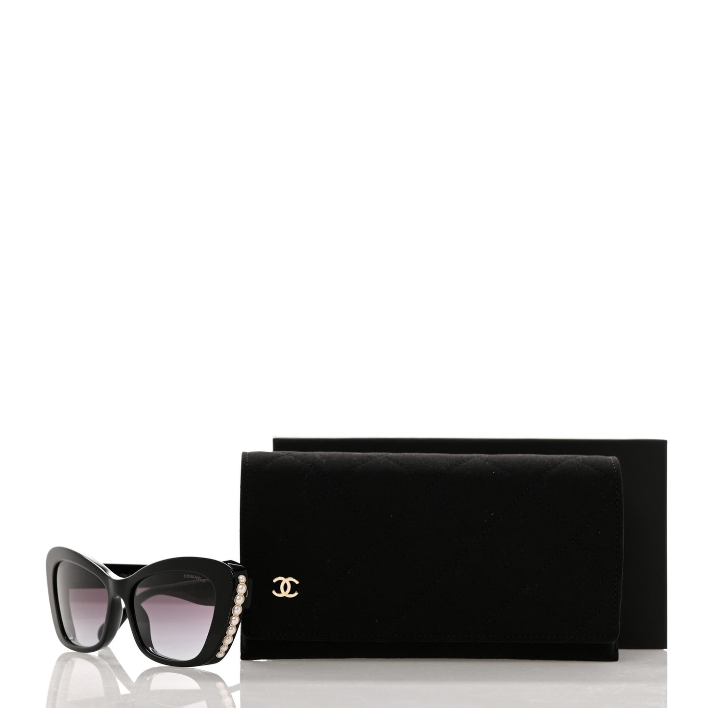 Acetate Pearl Cat Eye CC Sunglasses 5481-H Black