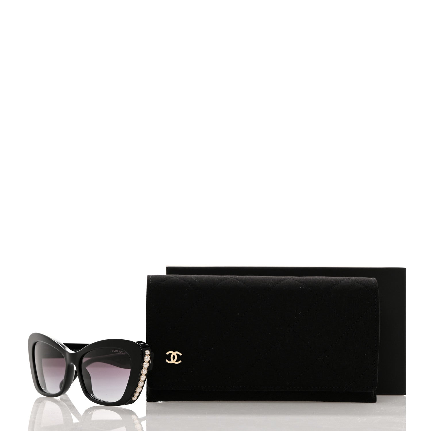 Chanel Acetate Pearl Cat Eye CC Sunglasses 5481-H Black 8 of 8