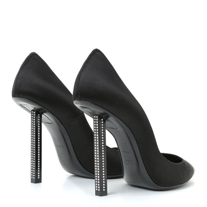 Saint Laurent Satin Crystal Embellished Tower 110 Pump 37.5 Black 5 of 20