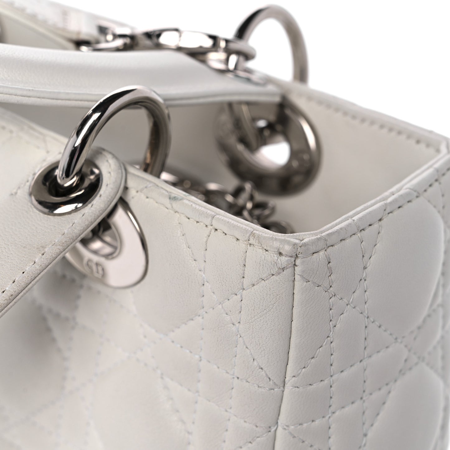 Lambskin Cannage Medium Lady Dior White