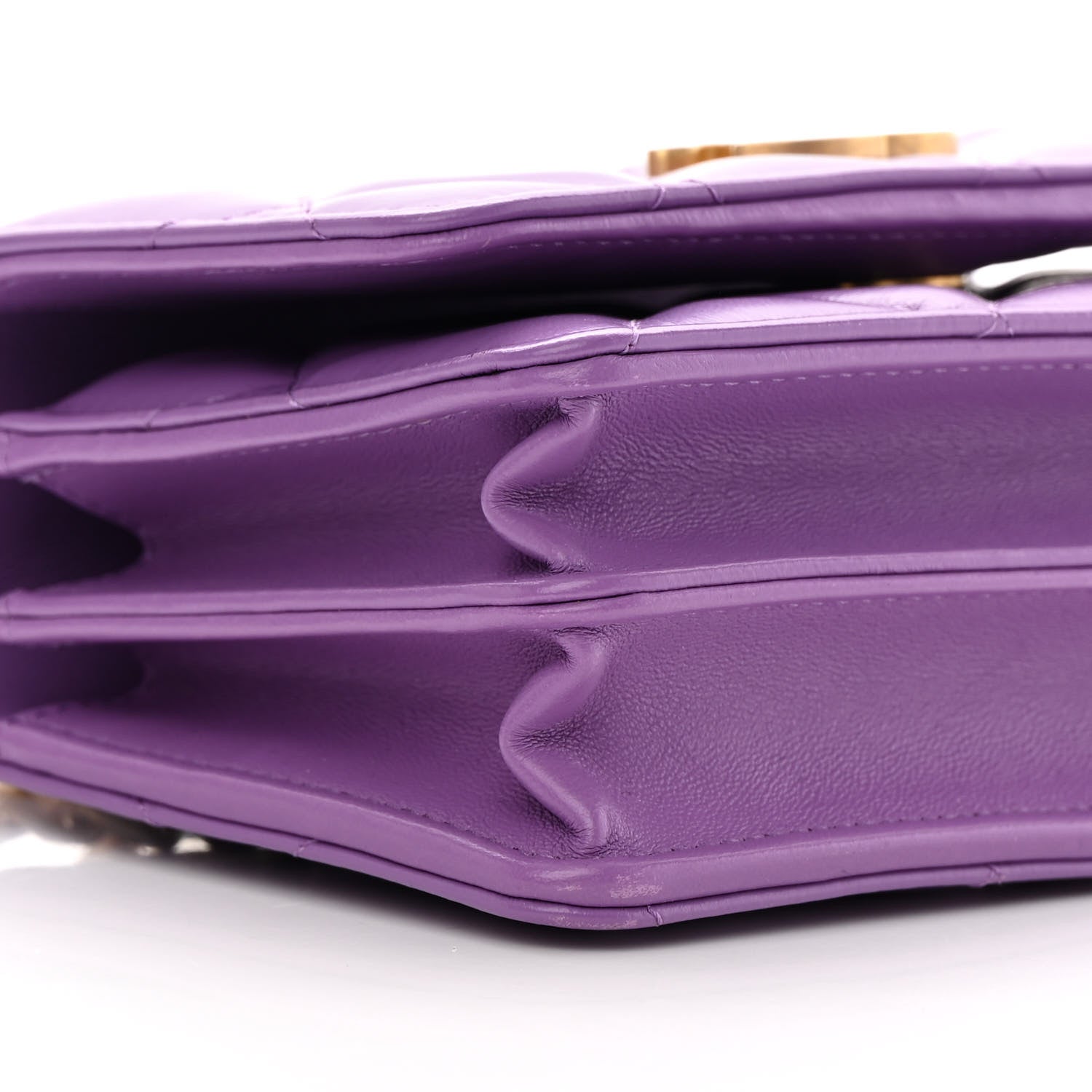 Chanel Lambskin Enamel Quilted Pending CC Clutch With Chain Purple 9 of 14
