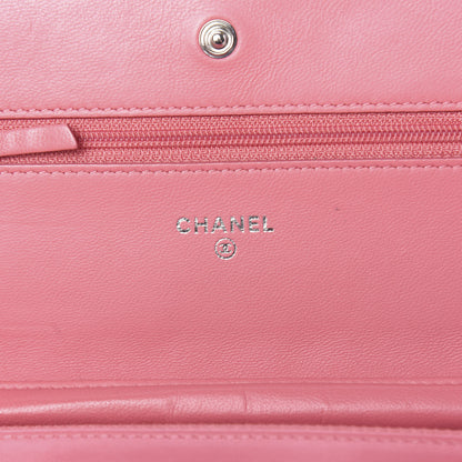 Chanel Lambskin Quilted Wallet On Chain WOC Pink 6 of 14