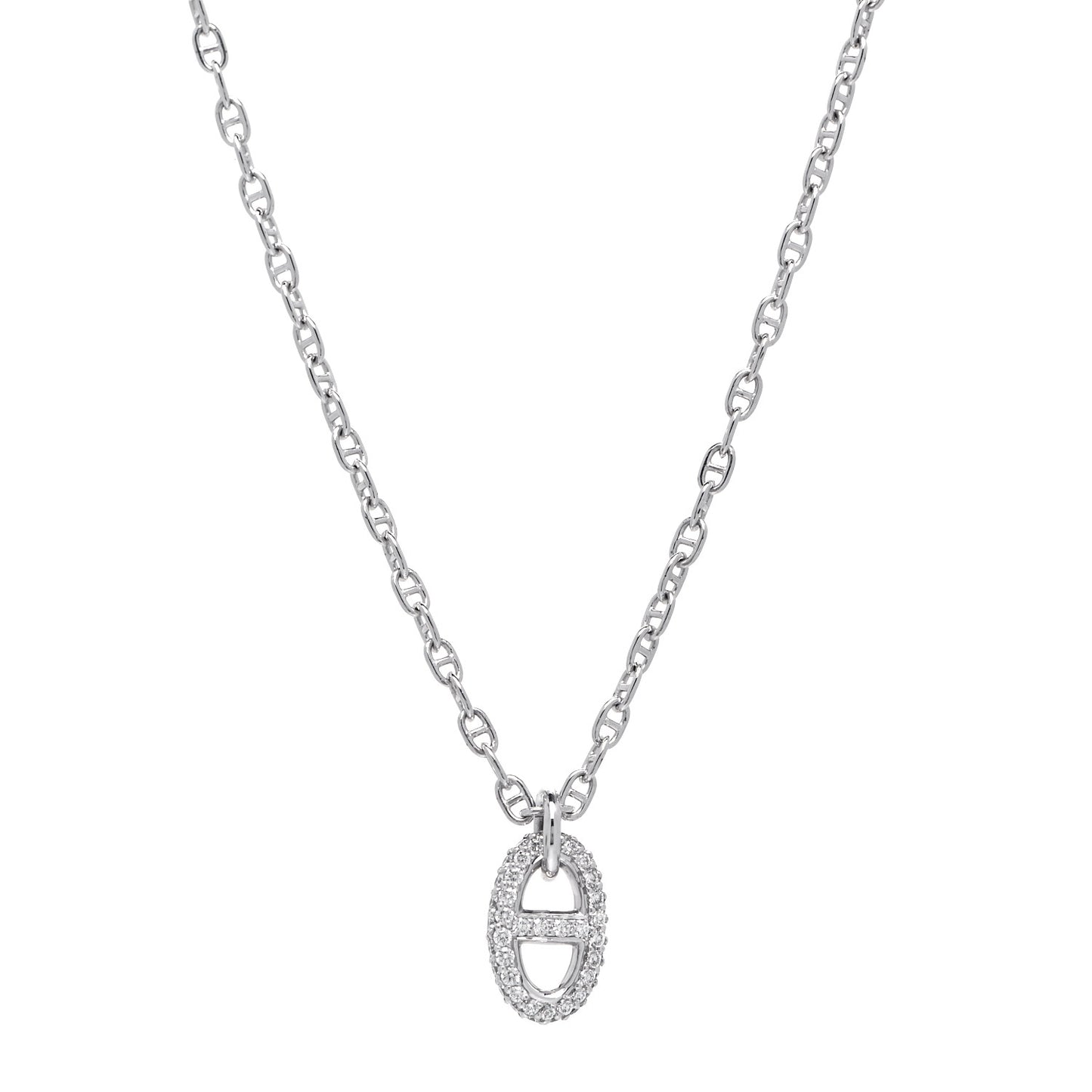 18K White Gold Diamond New Farandole Pendant Necklace