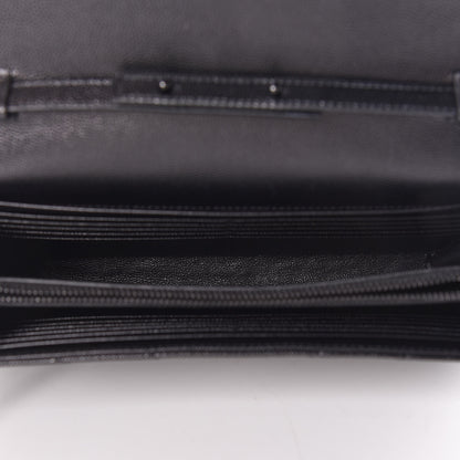 Saint Laurent Grain De Poudre Matelasse Chevron Monogram Chain Wallet Black 5 of 13
