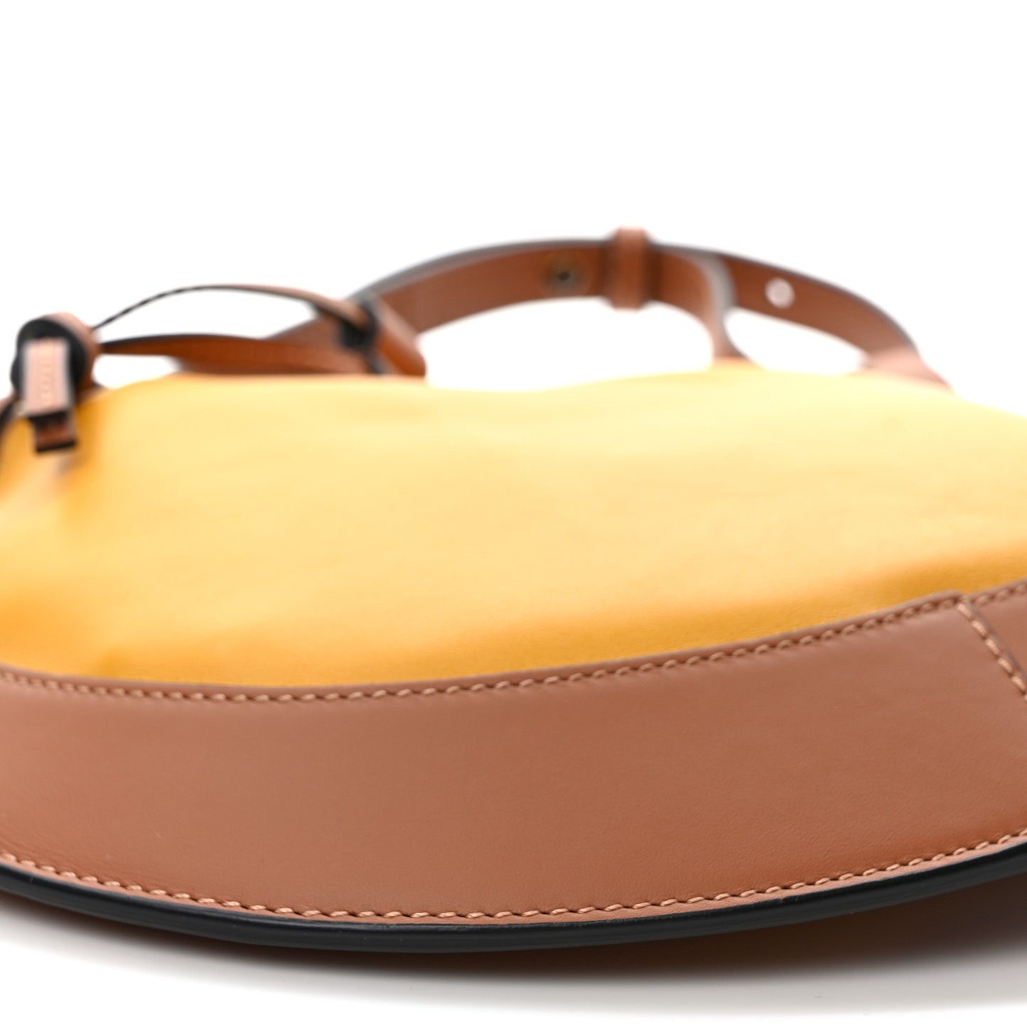 Nappa Colorblock Horseshoe Bag Yellow Tan