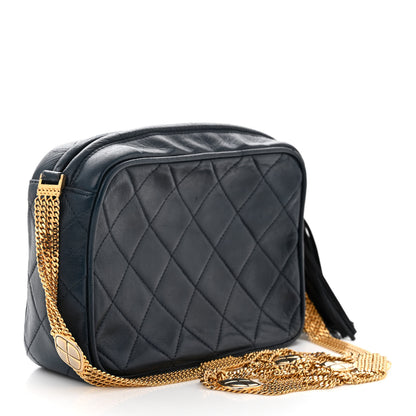 Chanel Lambskin Quilted Tassel Flap Camera Case Navy 3 of 11