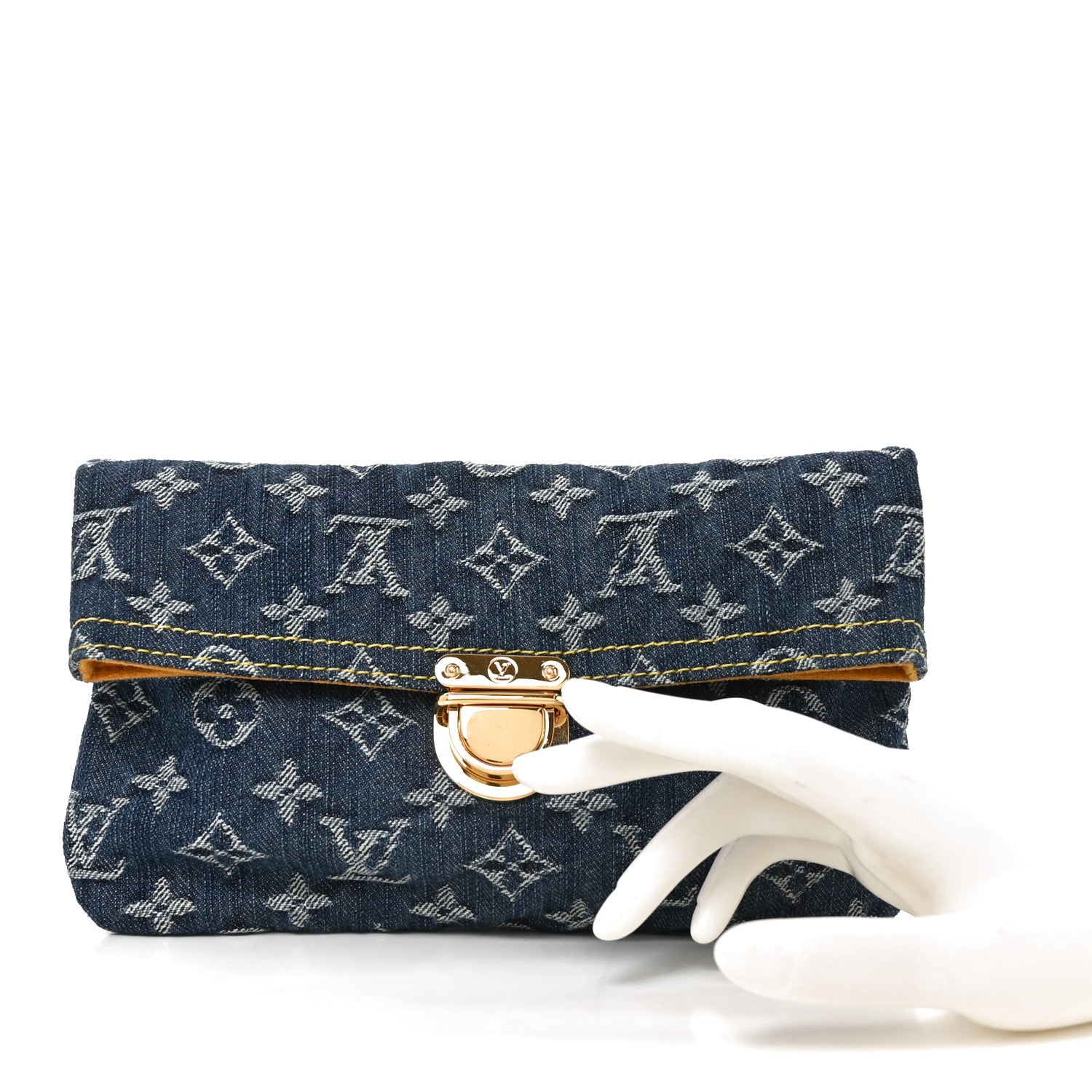 Louis Vuitton Monogram Denim Pochette Plat Clutch Blue 2 of 6