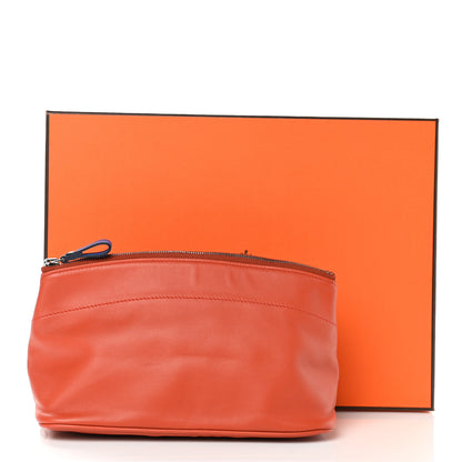 Hermes Lambskin Swift Tohubohu Pouch MM Cornaline Bleu Zellige 11 of 11