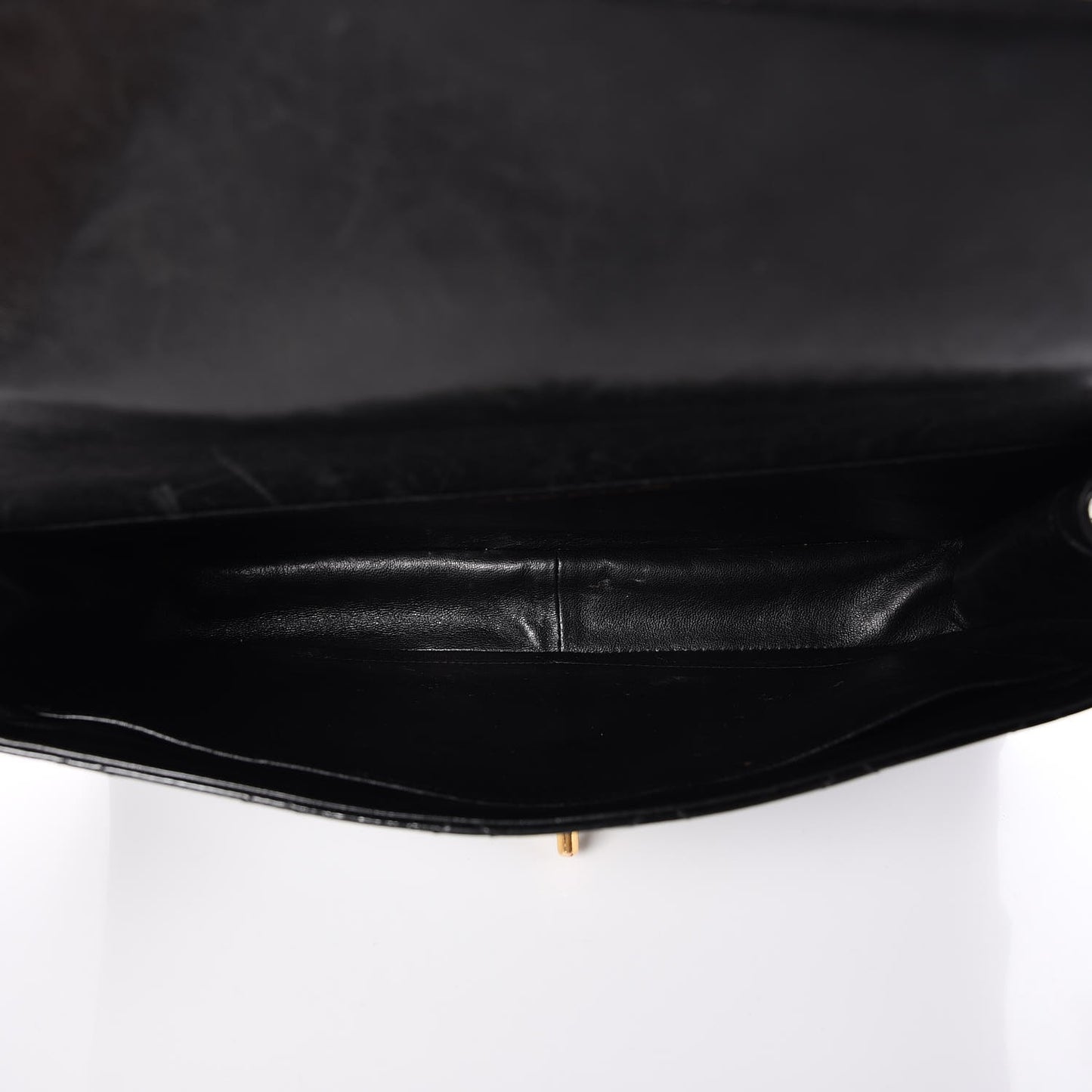 Patent Quilted Jumbo Double Sided Flap Black