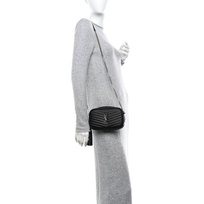 Saint Laurent Grain De Poudre Matelasse Monogram Mini Lou Camera Bag Black 2 of 13