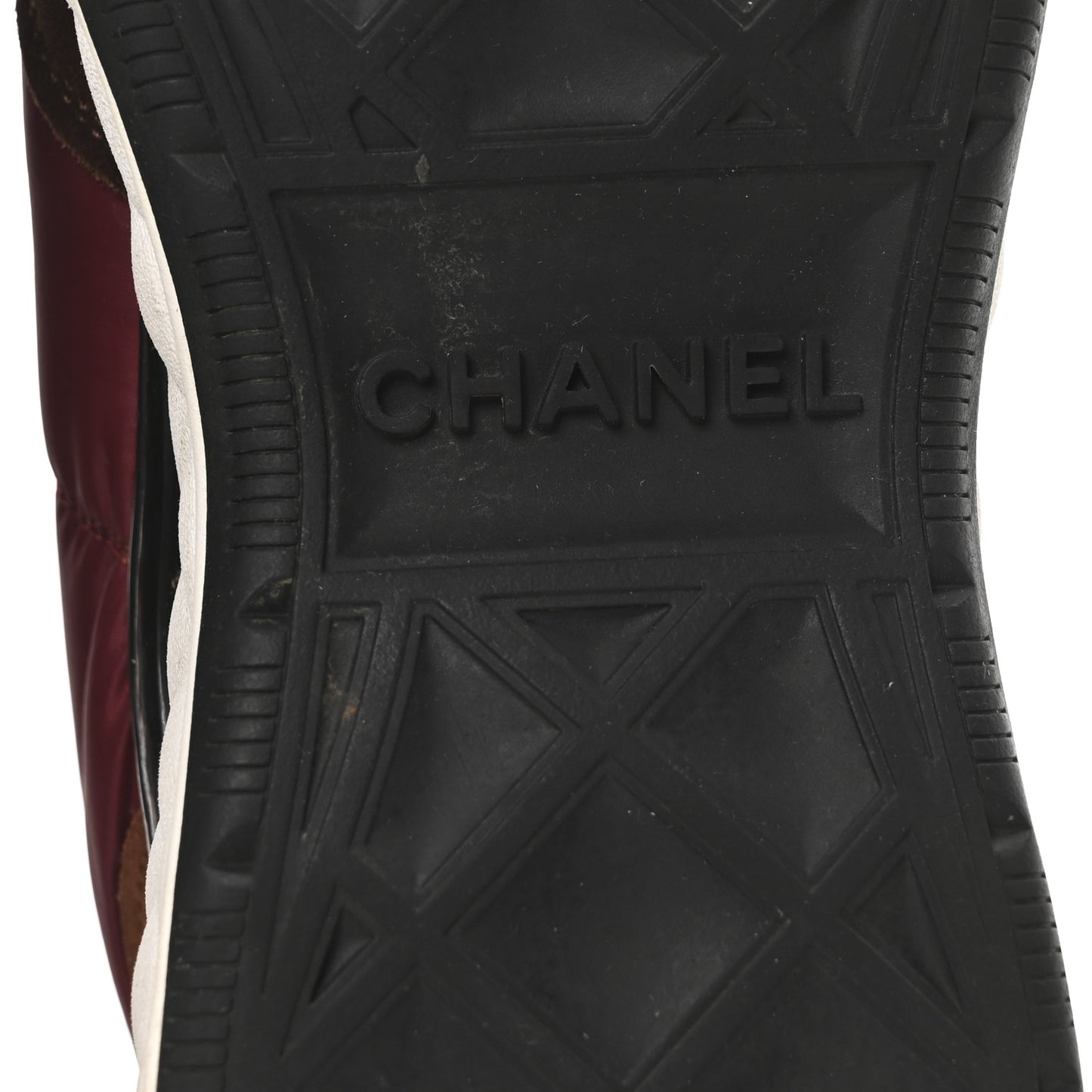 Nylon Suede Calfskin CC Sneakers 38 Burgundy Brown