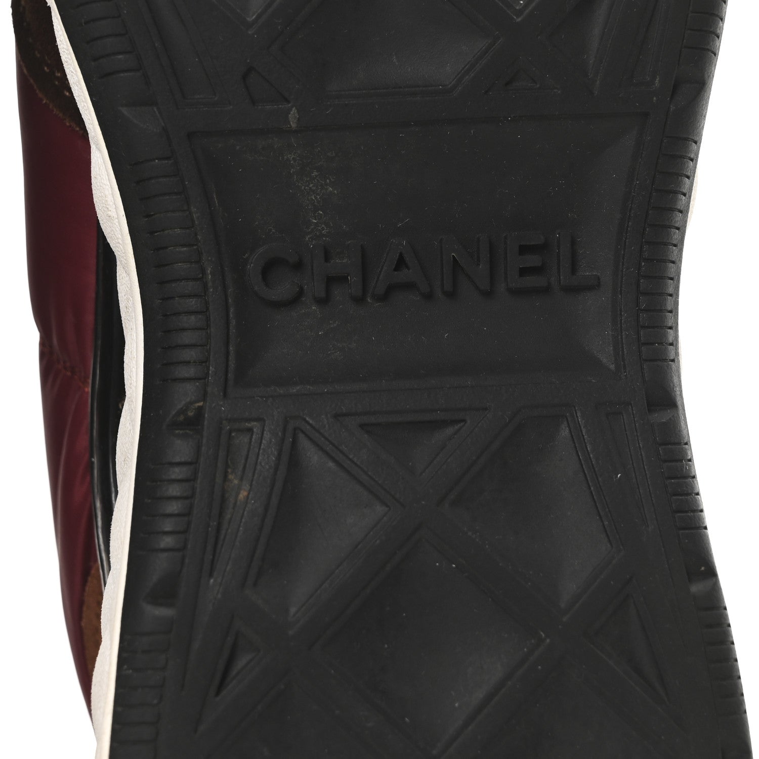 Chanel Nylon Suede Calfskin CC Sneakers 38 Burgundy Brown 7 of 9