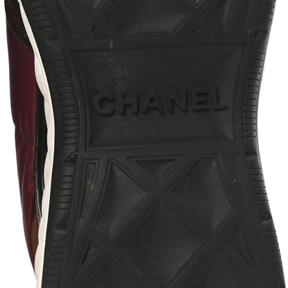 Chanel Nylon Suede Calfskin CC Sneakers 38 Burgundy Brown 7 of 9