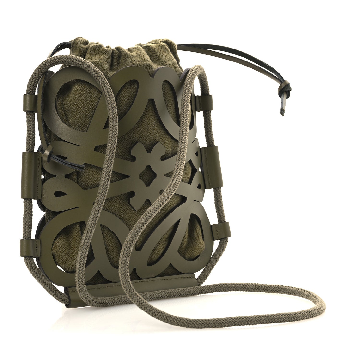 Smooth Calfskin Paula's Ibiza Small Anagram Cutout Tote Olive