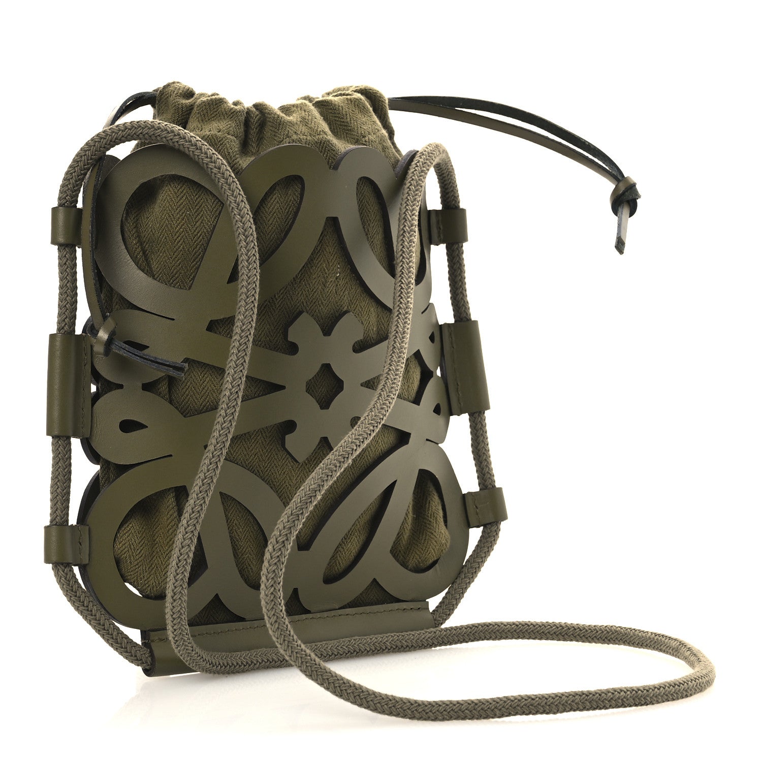 Loewe Smooth Calfskin Paula's Ibiza Small Anagram Cutout Tote Olive 3 of 11