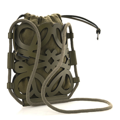 Loewe Smooth Calfskin Paula's Ibiza Small Anagram Cutout Tote Olive 3 of 11