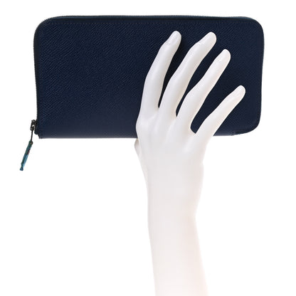 Hermes Epsom Silk'In Wallet Bleu Saphir 2 of 10