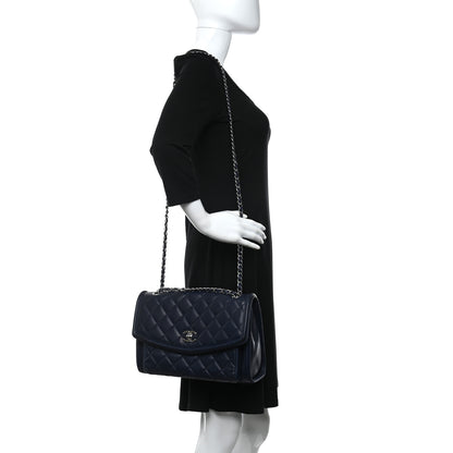 Chanel Lambskin Quilted Large Geometric Flap Navy 3 of 10