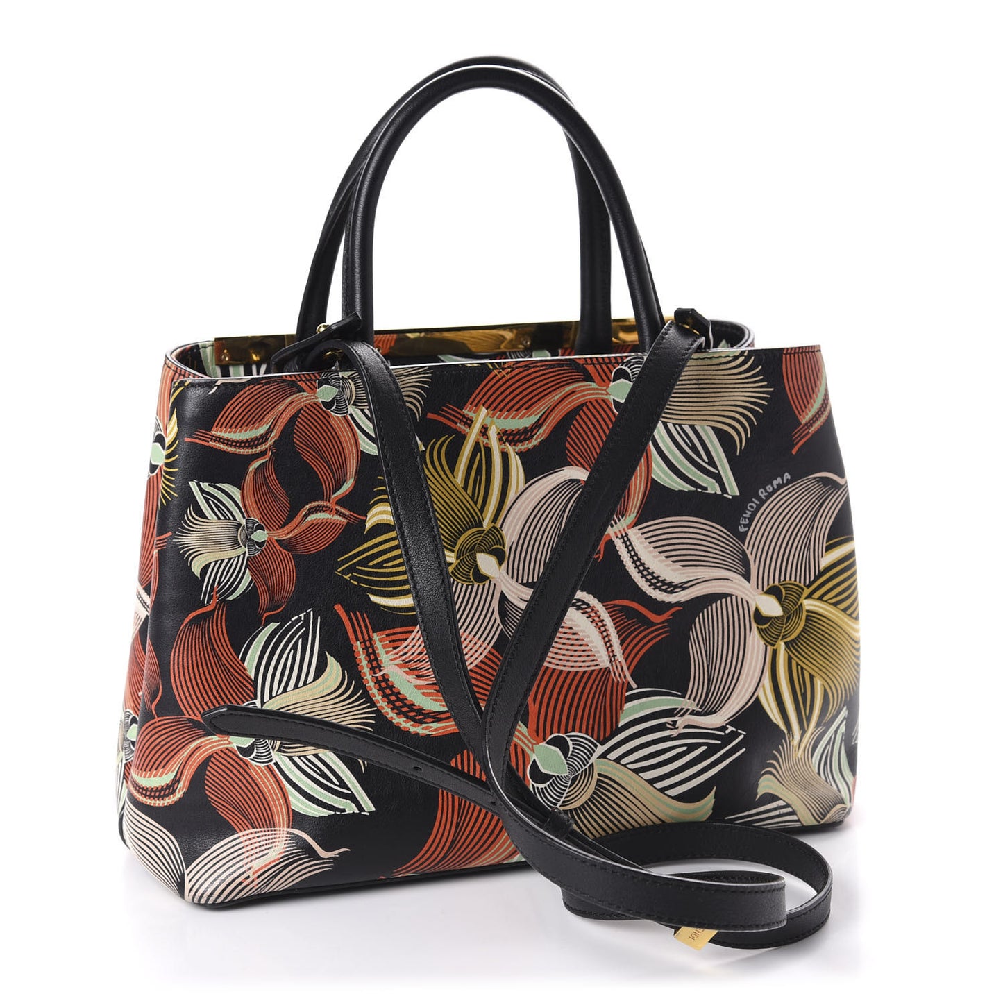 Calfskin Orchid Petite 2Jours Tote Black Multicolor