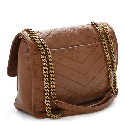 Saint Laurent Crinkled Calfskin Matelasse Monogram Medium Niki Chain Satchel Light Caramel 3 of 11