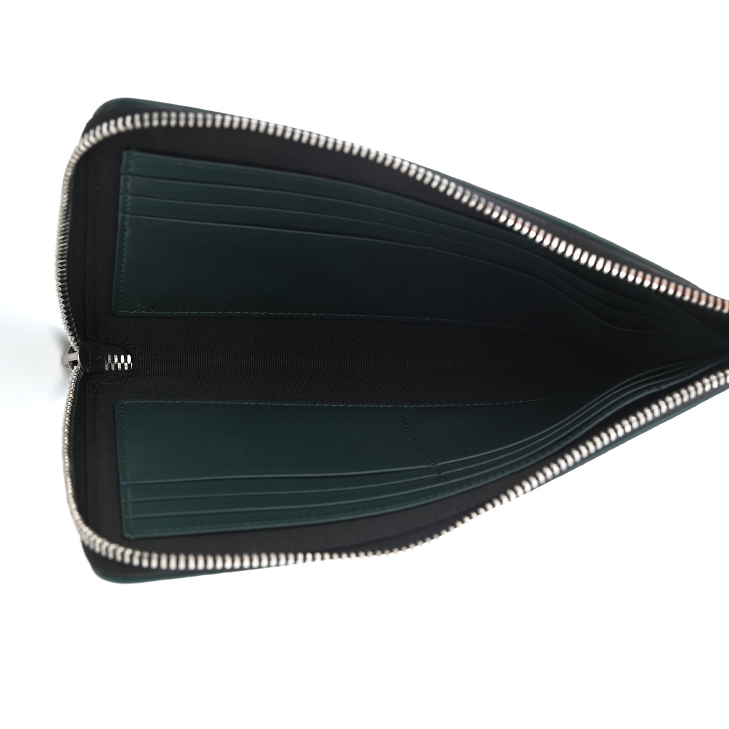 Grainy Calfskin Zip Pouch Clutch Dark Cyan