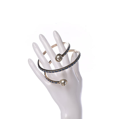 Chanel Lambskin Pearl Twist CC Bangle M Gold Blue 2 of 5