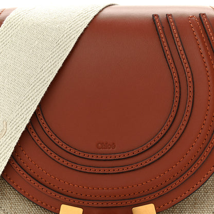 Chloe Linen Calfskin Small Marcie Saddle Bag Sepia Brown 7 of 9