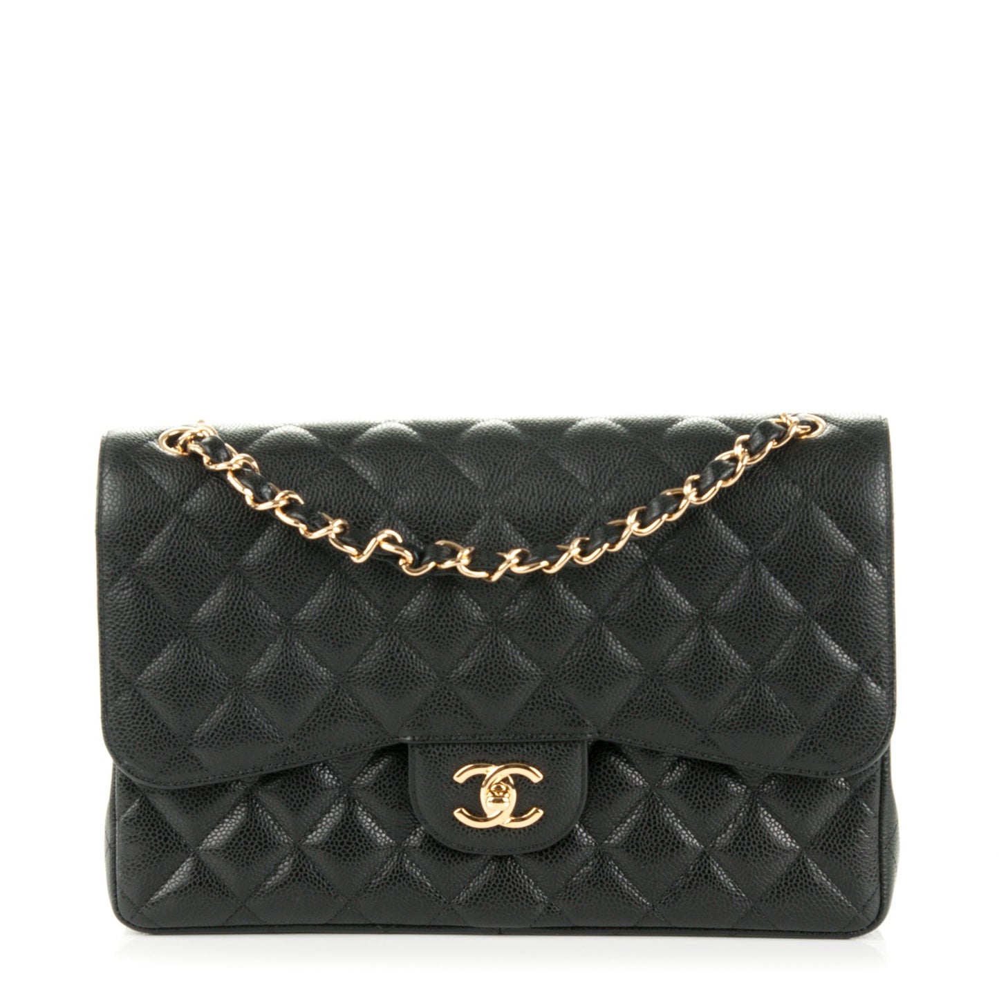 Caviar Quilted Jumbo Double Flap Black