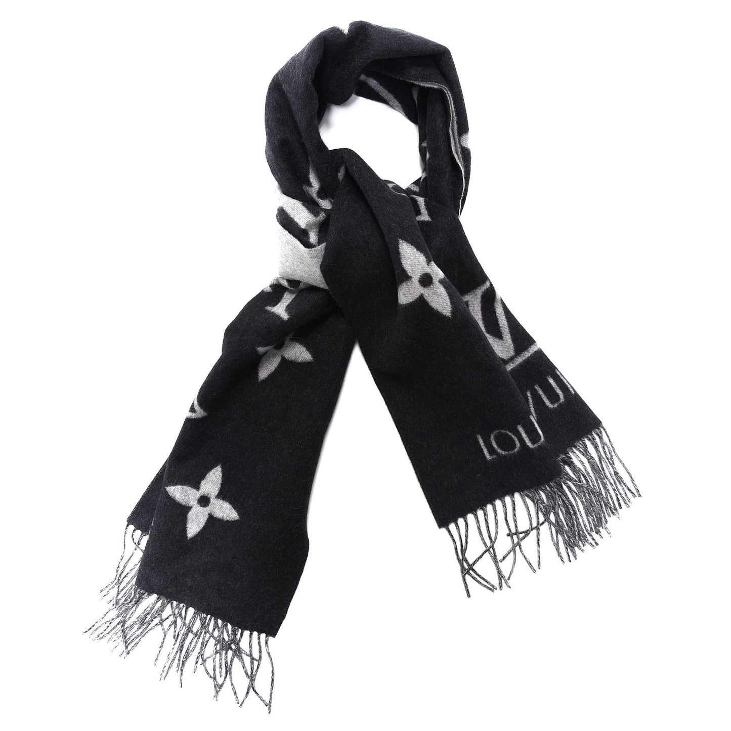 Cashmere Monogram Reykjavik Scarf Black