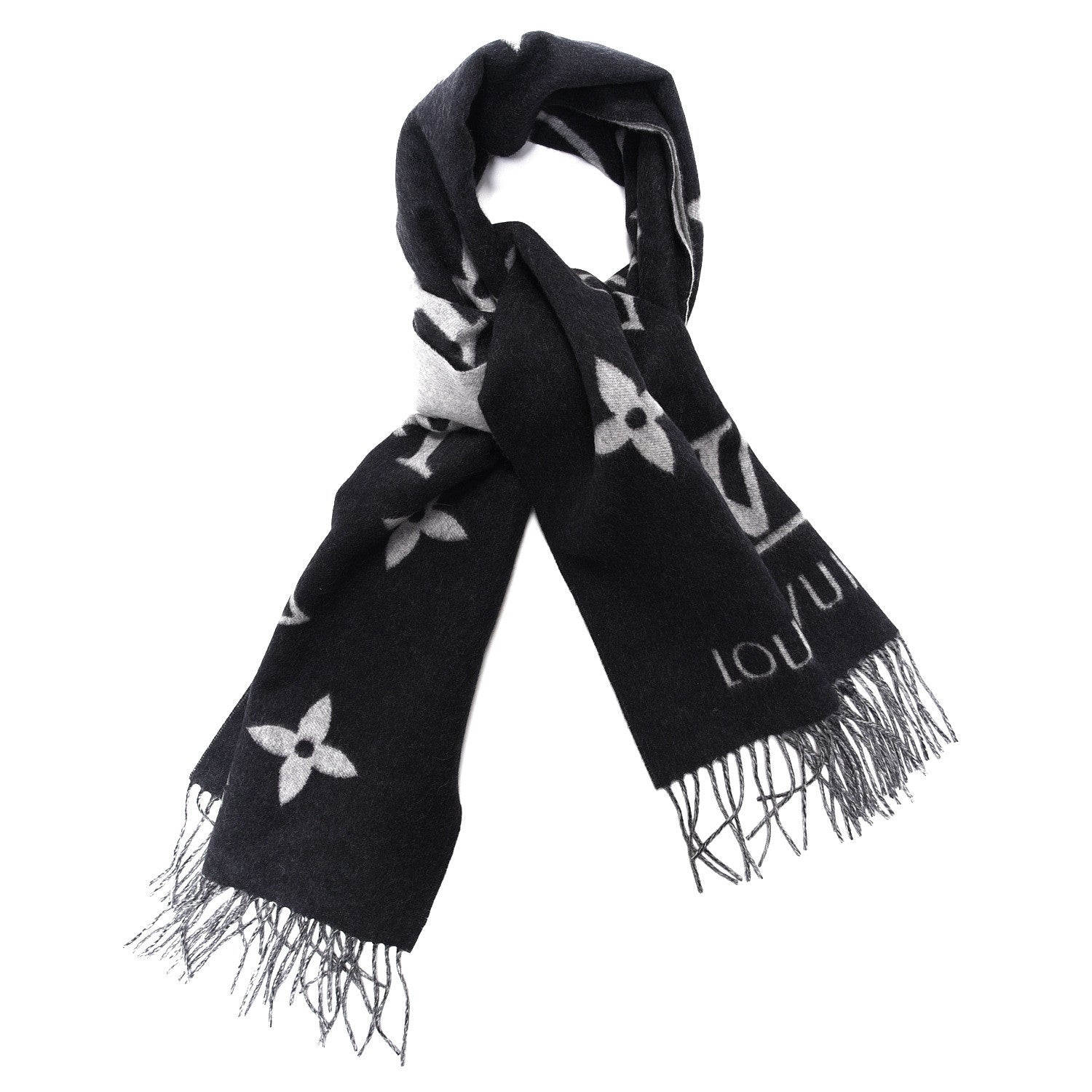 Louis Vuitton Cashmere Monogram Reykjavik Scarf Black 1 of 3