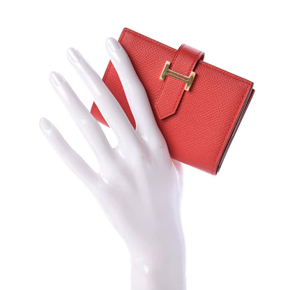 Hermes Epsom Bearn Card Holder Wallet Rouge Tomate 2 of 7