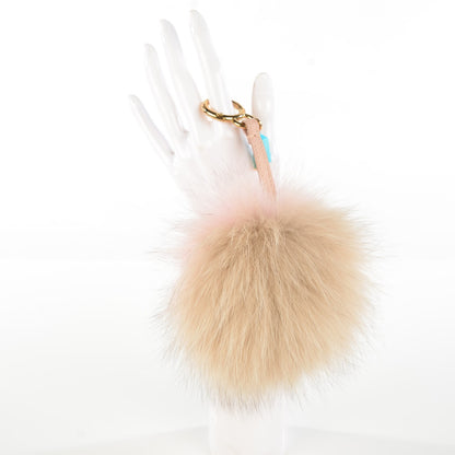 Fendi Fox Fur Pom Pom Bag Charm Beige Light Pink Camel 2 of 7