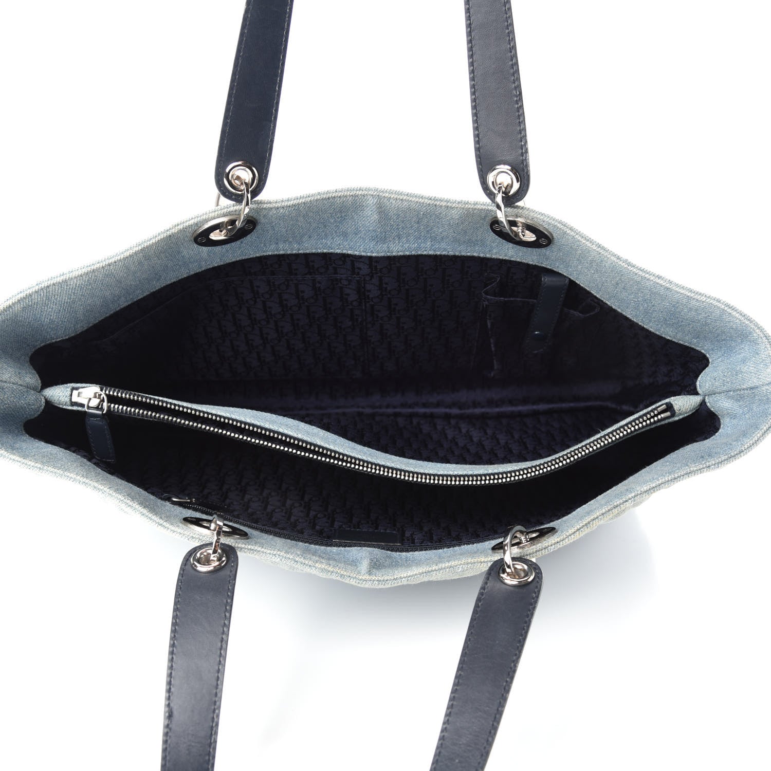 Christian Dior Denim Cannage Lady Dior Shopper Tote Light Blue 5 of 11