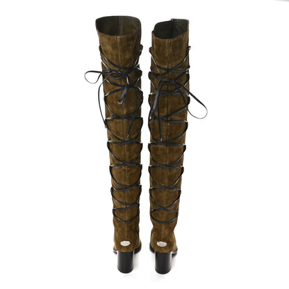 Jimmy Choo Suede Mayfair 65 Boots 35.5 Olive 5 of 10