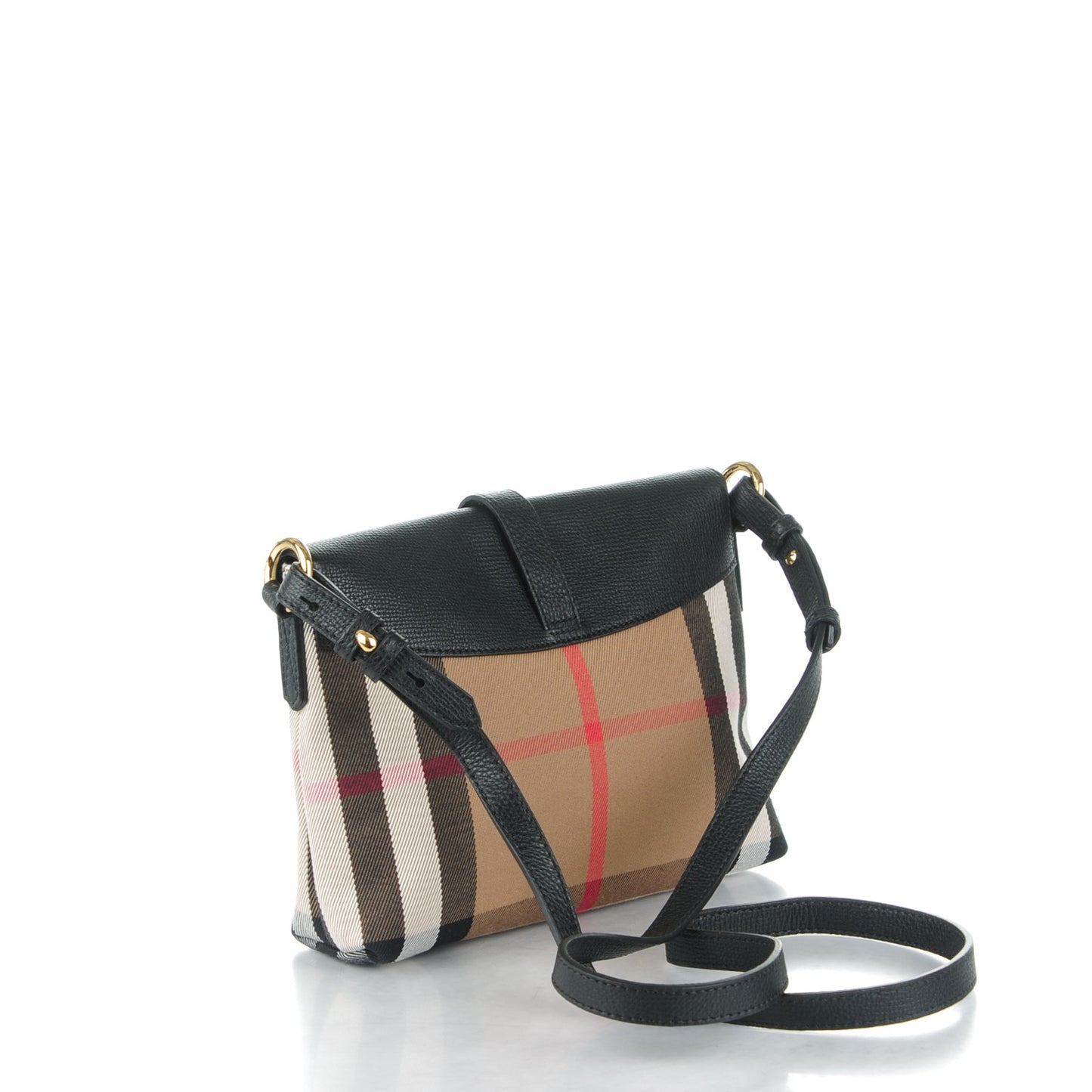 Horseshoe Calfskin House Check Small Milton Crossbody Bag Black
