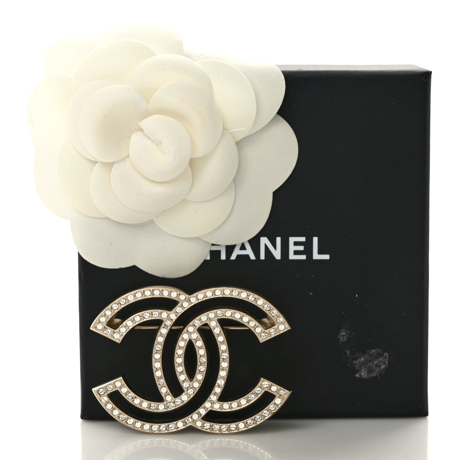 Chanel Crystal CC Brooch Light Gold 5 of 5
