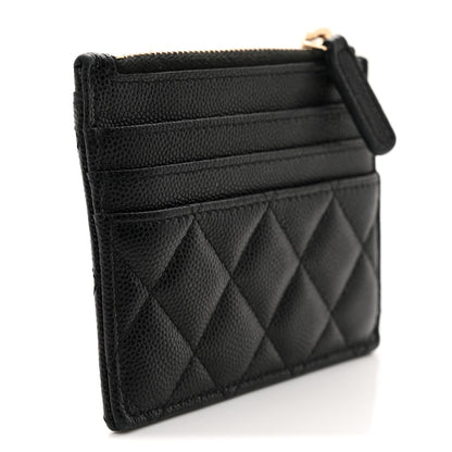 Chanel Caviar Quilted CC Zip Card Holder Black 3 of 9