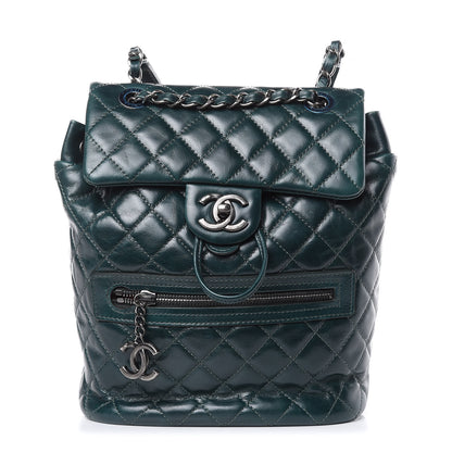 Chanel Glazed Calfskin Quilted Small Salzburg Mountain Backpack Dark Green 1 of 13
