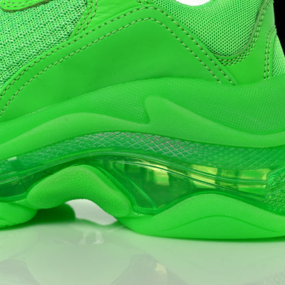 Balenciaga Fabric Mesh Clear Sole Womens Triple S Sneakers 37 Fluo Green 9 of 11