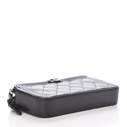 Chanel Lambskin Quilted Small Boy Clutch With Chain So Black 4 of 14