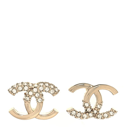 Chanel Crystal Metal CC Earrings Gold 1 of 6