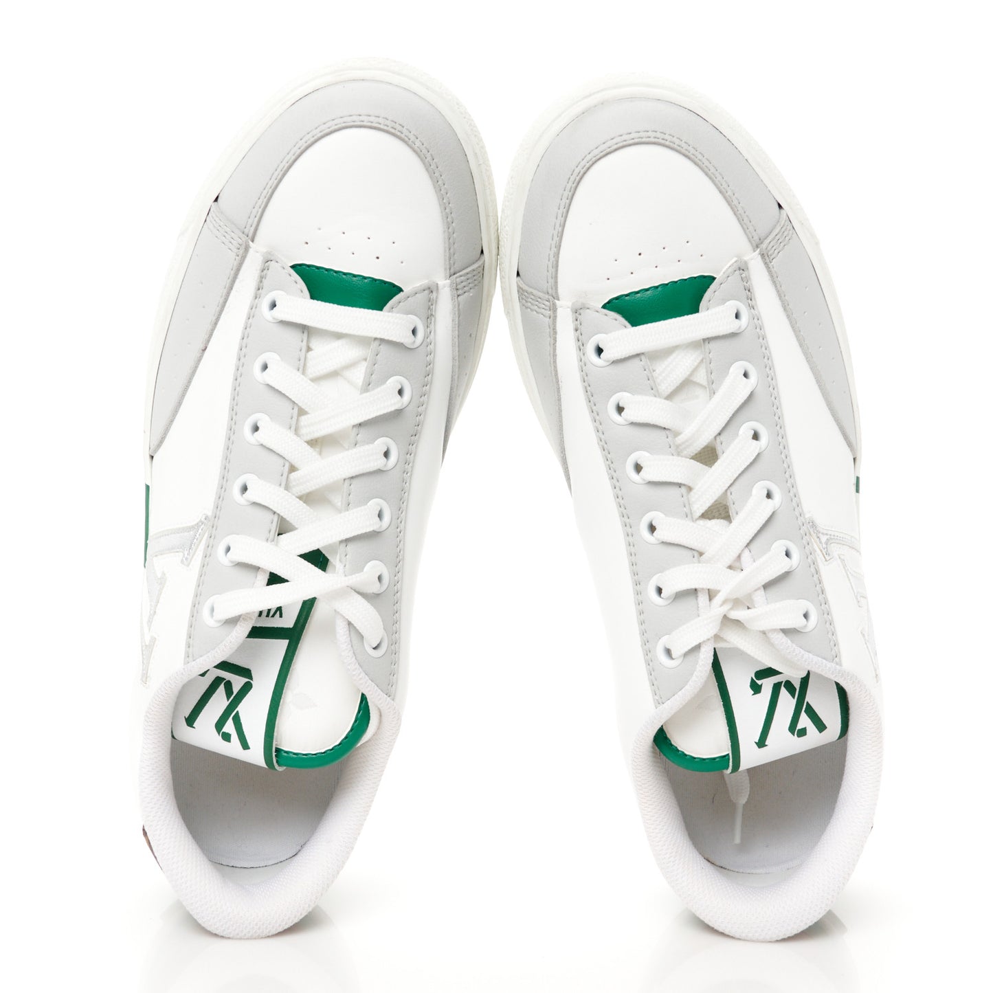 Calfskin Monogram Charlie Sneakers 38 White Grey Green