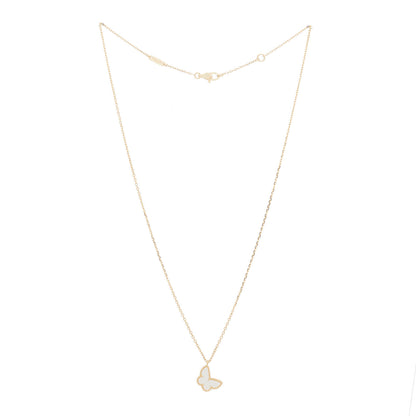 Van Cleef & Arpels 18K Yellow Gold Mother of Pearl Sweet Alhambra Butterfly Pendant Necklace 3 of 7